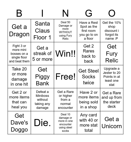 Blooket Tower of Doom Bingo Card