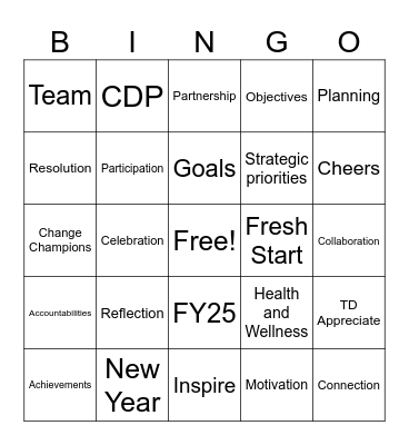 FY25 Bingo Card