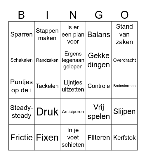 Vaagmaak Bingo Card