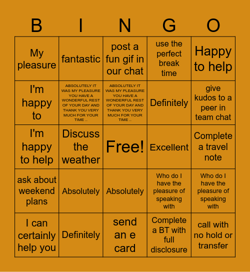 11/6 BINGO Card