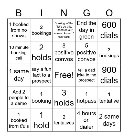 Best Seller's Bingo Card