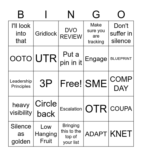 AMAZON LINGO Bingo Card