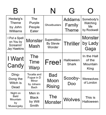 Halloween Bingo Card