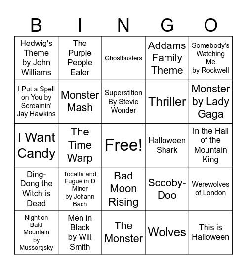 Halloween Bingo Card