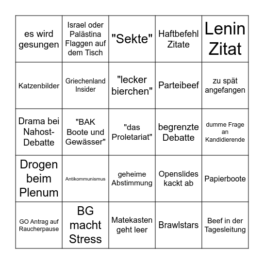 LMV Bullshit Bingo Card