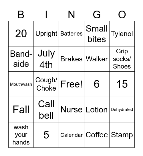 Problem Solving/Safety Bingo Card