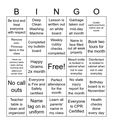 November Bingo Card