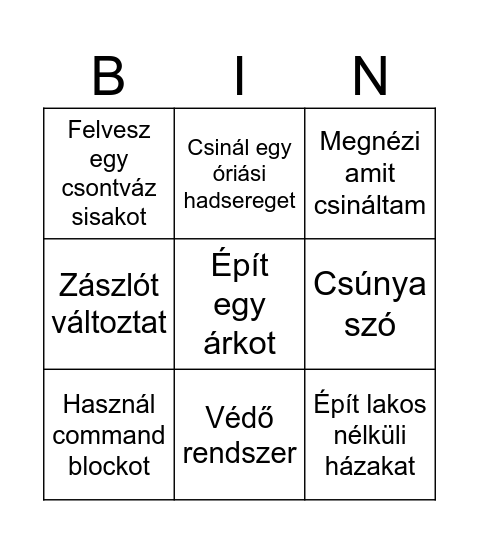 Bálint Bingo Card