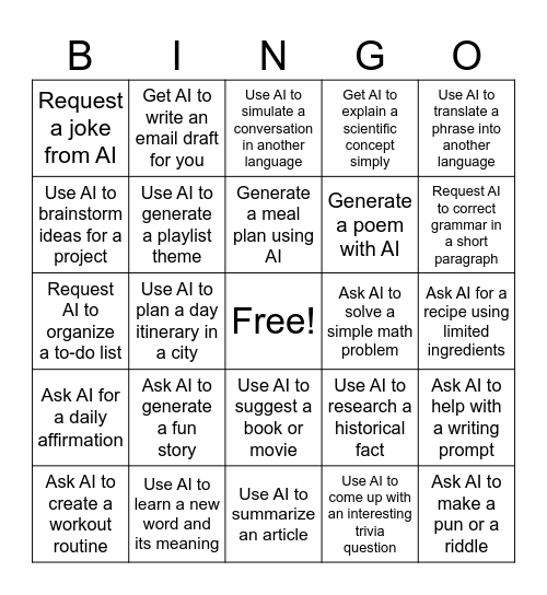 AI Bingo Card