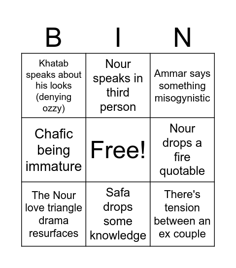 LOVE IS BLIND HABI(BINGO) Bingo Card