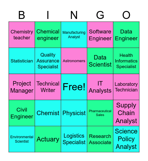 STEM Careers Bingo Card