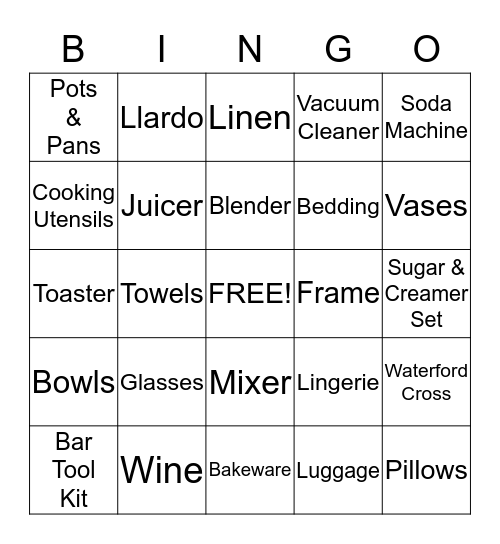 Nancy & Dominick's Shower Bingo Card