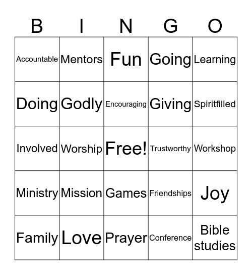 Westside's Womens Ministry Bingo Card