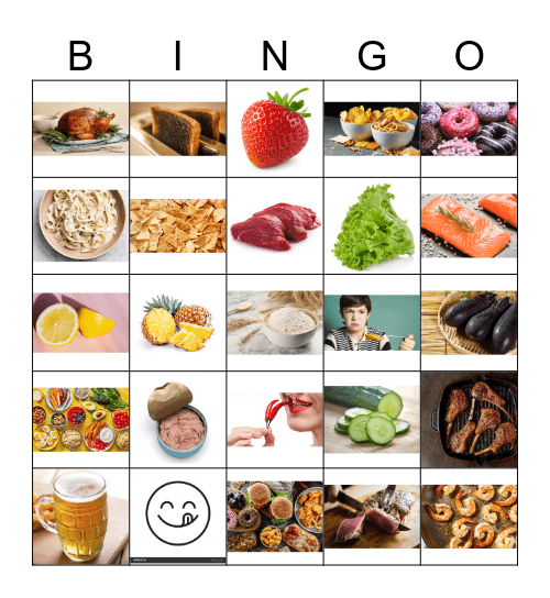 FOOD DRINKS AND ADJECTIVES Bingo Card
