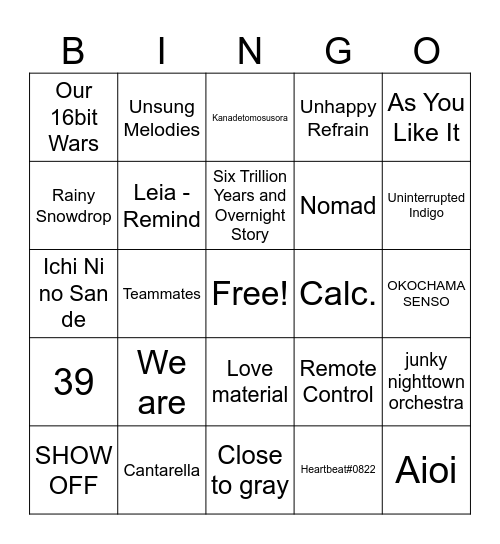 CC Bingo Card