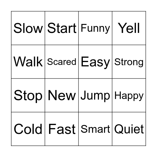 Synonyms Bingo Card