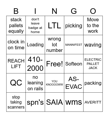 LTL BINGO Card