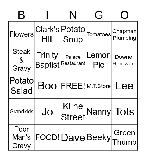 PEA PARTY BINGO Card
