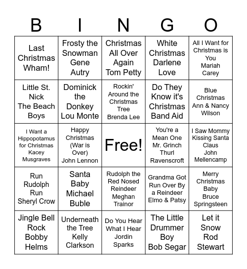 Holly Jolly Bingo Card