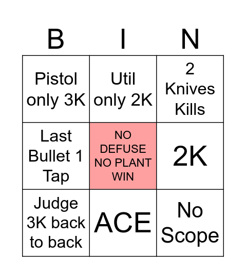 VALORANT Bingo Card