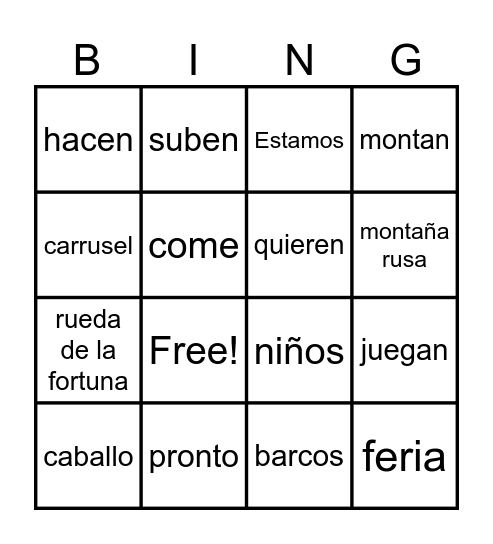 La feria Bingo Card