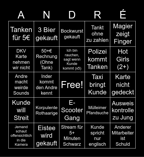 Tankstellenbingo Card