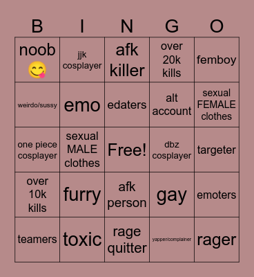tsb Bingo Card