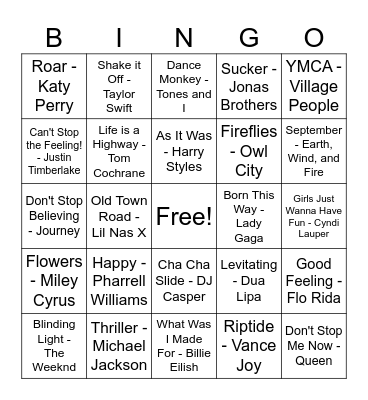 Music Bingo Card