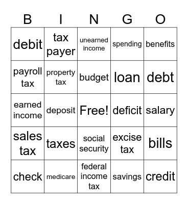 taxes bingo Card