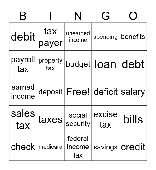 taxes bingo Card