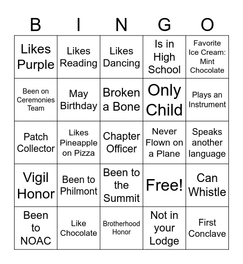 Conclave 2025 Bingo Card