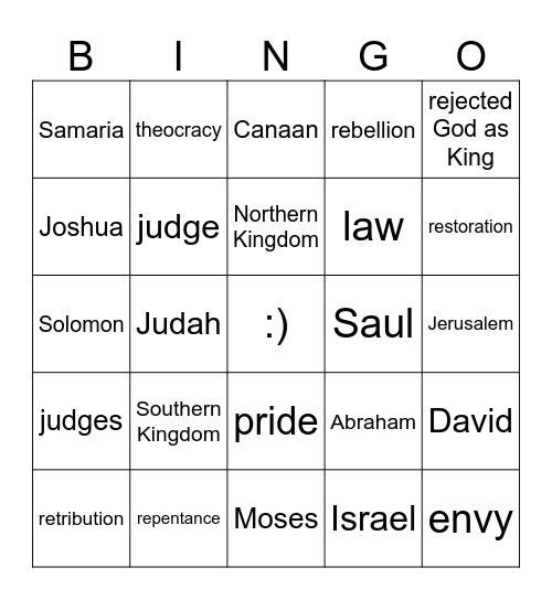 Ancient Israel's Government Bingo Card