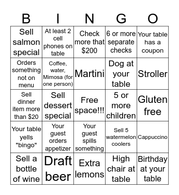 Brunch Bingo Card