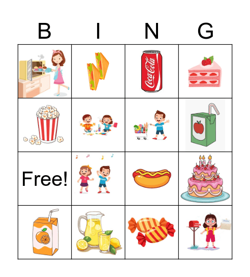 BIRTHDAY FOOD AND ACTIVITIES Bingo Card