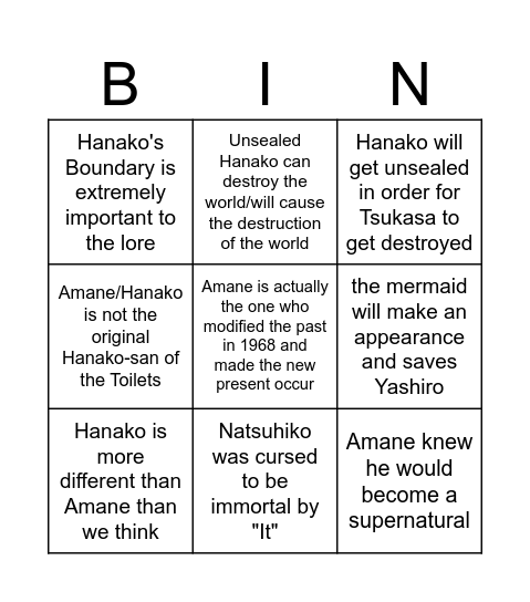 naomi random predictions Bingo Card