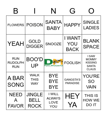 Musical Bingo Card