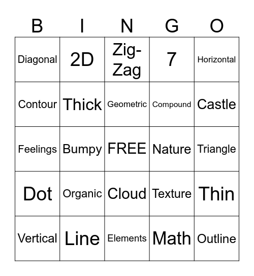 Line & Shape Bingo Card