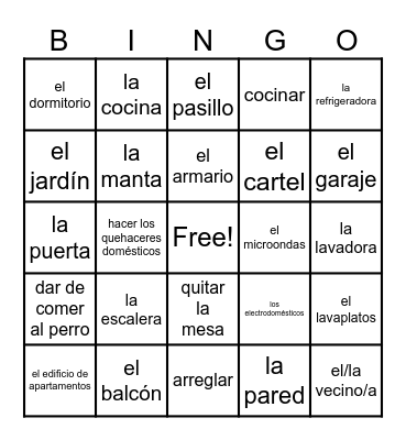 La casa Bingo Card
