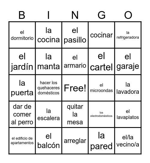 La casa Bingo Card