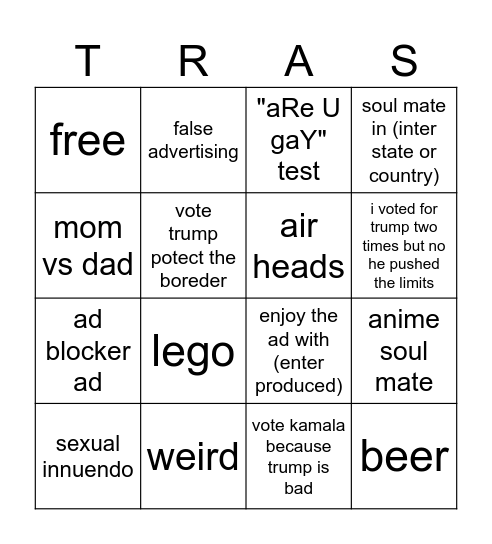 ad bingo Card