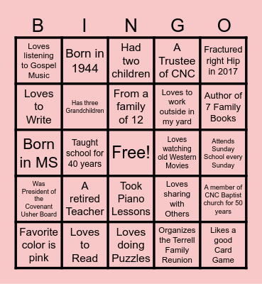How well do you know Robbie?  Bingo Card