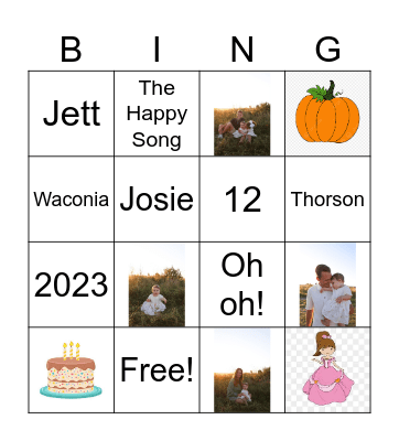 June's 1st Birthday Bingo Card