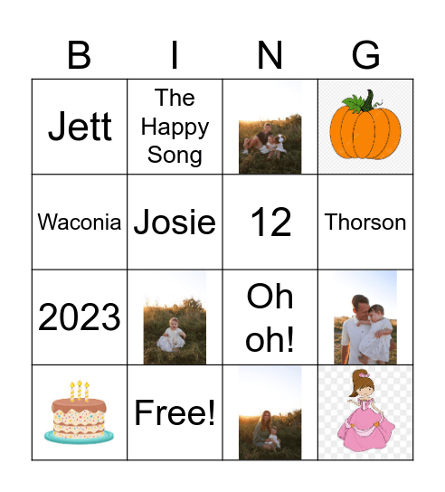 June's 1st Birthday Bingo Card