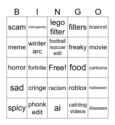 tiktok bingo Card