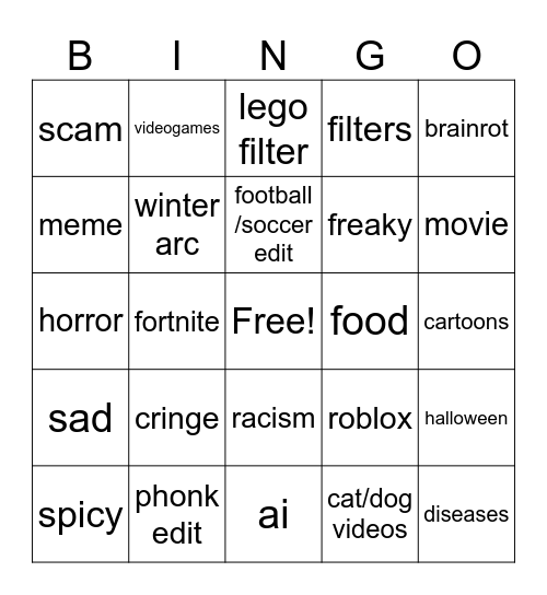 tiktok bingo Card