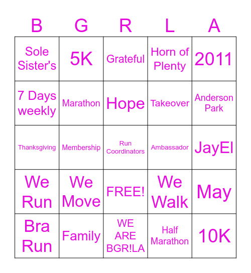 Gratefulness Bingo Card