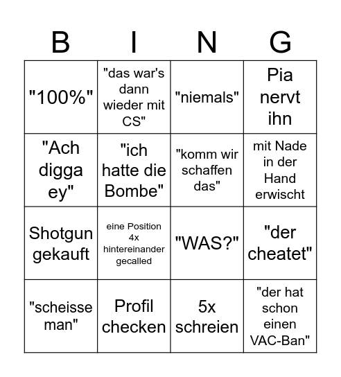 Benni Bingo Card