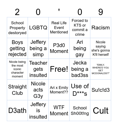 Class of '09 Bingo Card