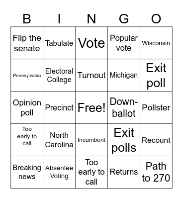 Election Bingo 2024 Bingo Card