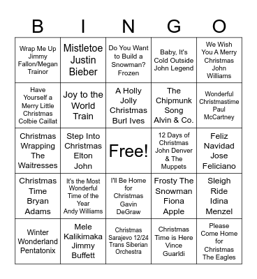 Holly Jolly Bingo Card